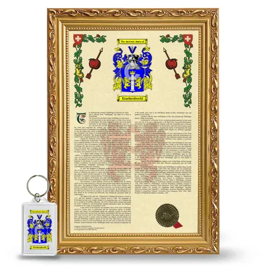 Kraehenbuehl Framed Armorial History and Keychain - Gold