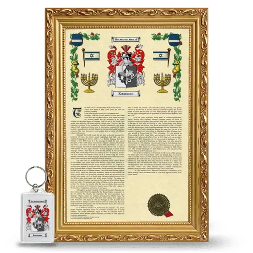 Krausman Framed Armorial History and Keychain - Gold