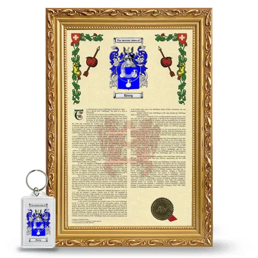 Krueg Framed Armorial History and Keychain - Gold