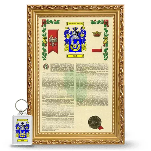 Kuch Framed Armorial History and Keychain - Gold