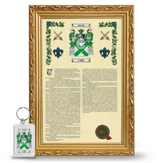 L'abbe Framed Armorial History and Keychain - Gold