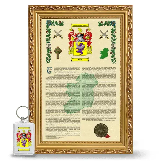 Lace Framed Armorial History and Keychain - Gold