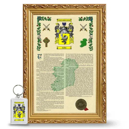 Lafan Framed Armorial History and Keychain - Gold