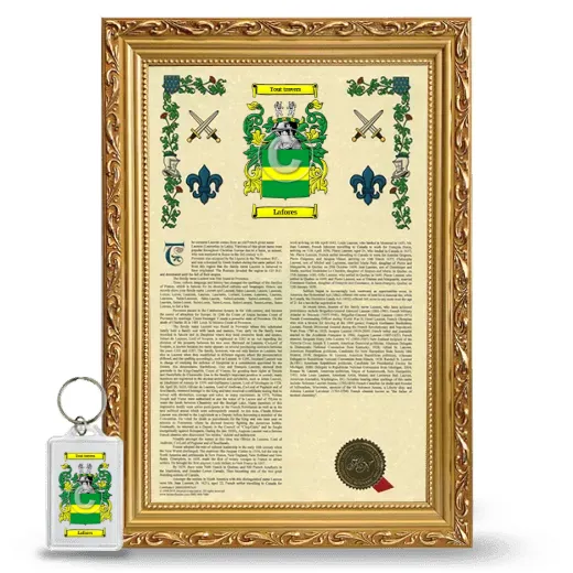 Lafores Framed Armorial History and Keychain - Gold