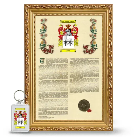 Lam Framed Armorial History and Keychain - Gold
