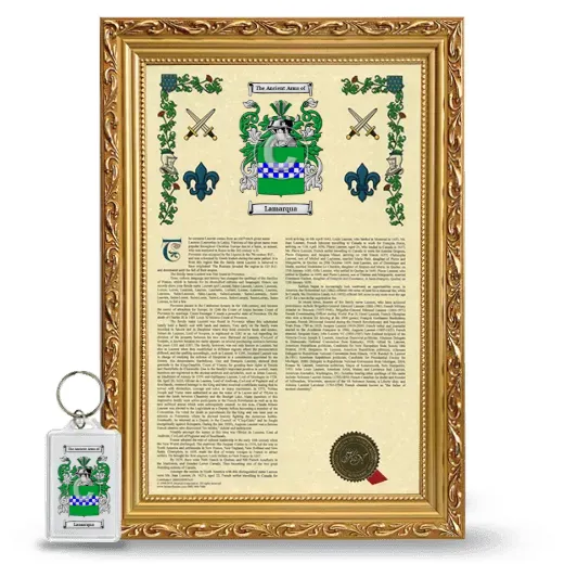 Lamarqua Framed Armorial History and Keychain - Gold