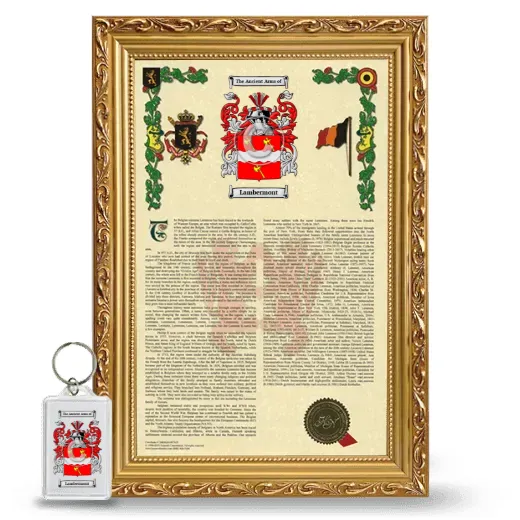 Lambermont Framed Armorial History and Keychain - Gold