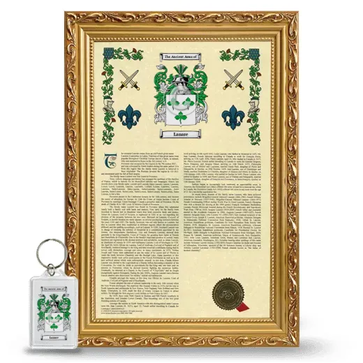 Lanare Framed Armorial History and Keychain - Gold