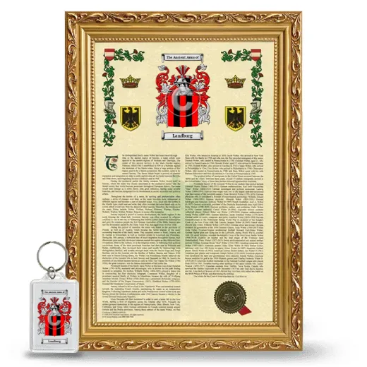 Landburg Framed Armorial History and Keychain - Gold