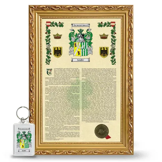 Lander Framed Armorial History and Keychain - Gold