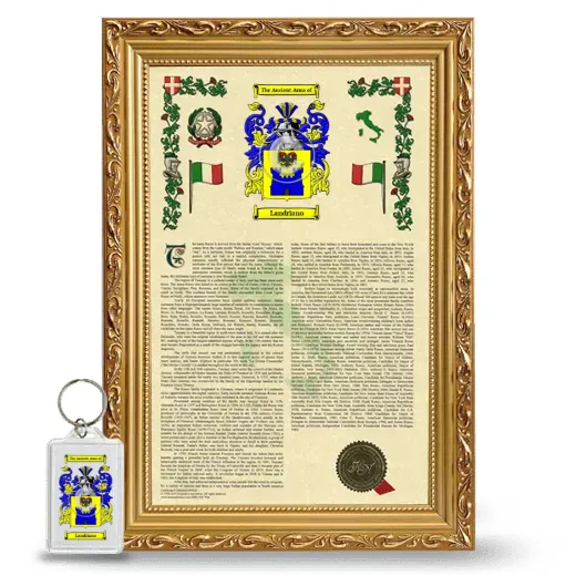 Landriano Framed Armorial History and Keychain - Gold