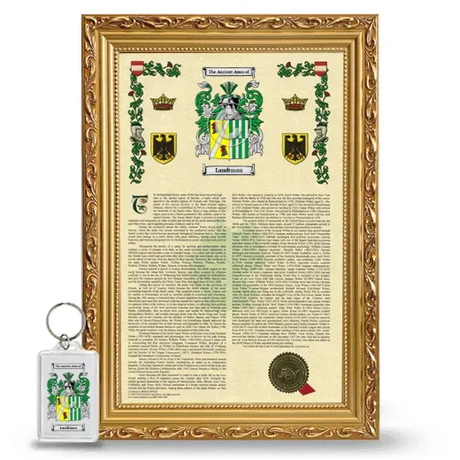 Landtman Framed Armorial History and Keychain - Gold