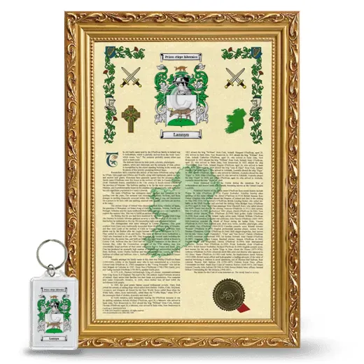 Lannyn Framed Armorial History and Keychain - Gold