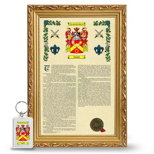 Lareau Framed Armorial History and Keychain - Gold