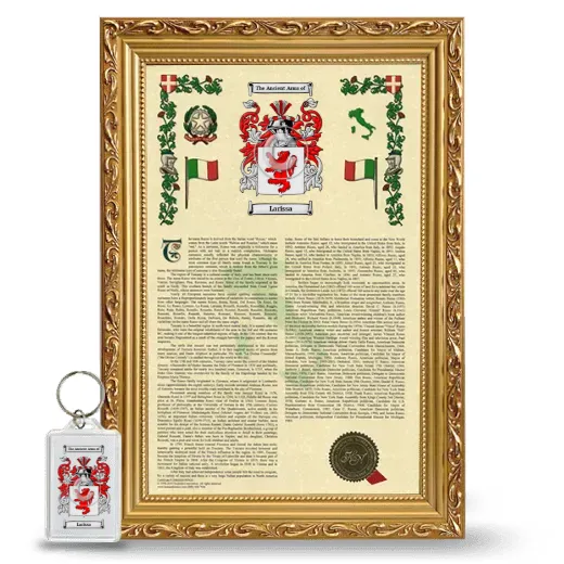 Larissa Framed Armorial History and Keychain - Gold