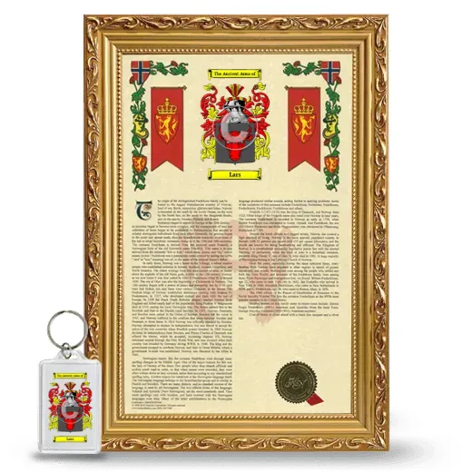 Lars Framed Armorial History and Keychain - Gold