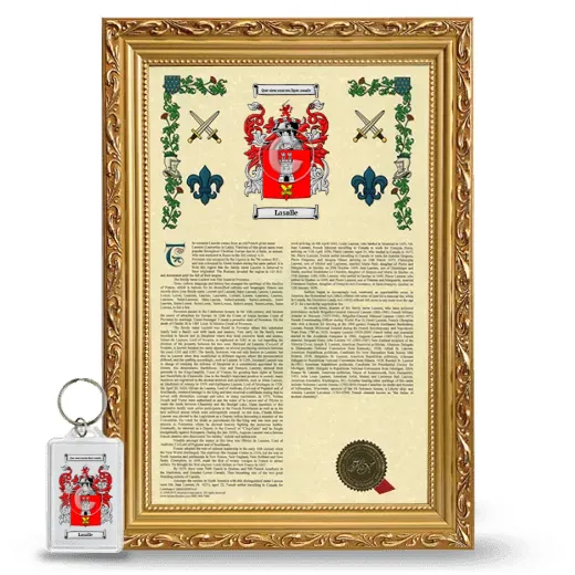 Lasalle Framed Armorial History and Keychain - Gold