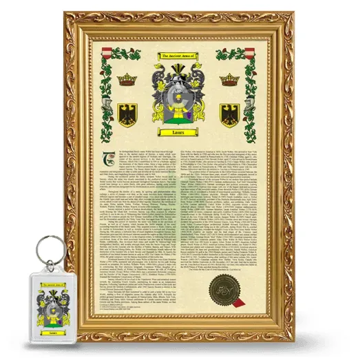 Laurs Framed Armorial History and Keychain - Gold