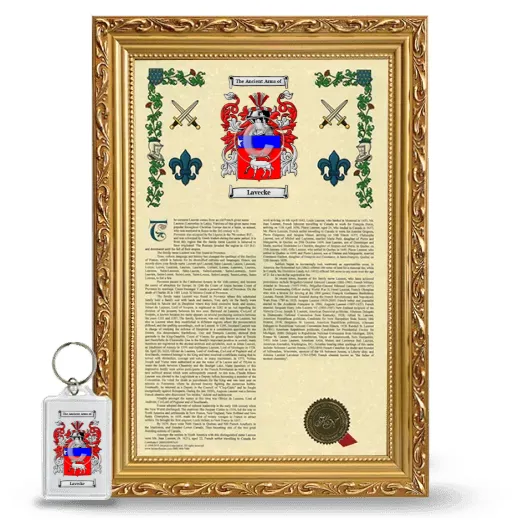 Lavecke Framed Armorial History and Keychain - Gold