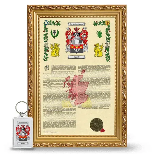 Lawdy Framed Armorial History and Keychain - Gold