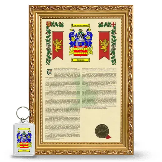Laxman Framed Armorial History and Keychain - Gold
