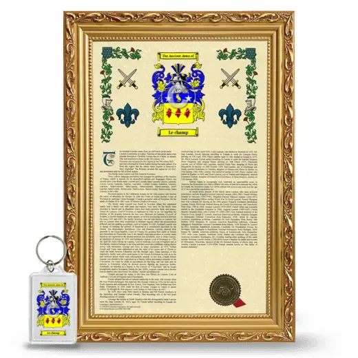 Le champ Framed Armorial History and Keychain - Gold