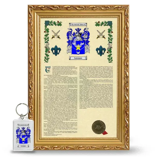 Lecamus Framed Armorial History and Keychain - Gold