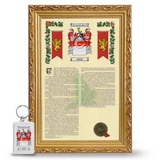 Leetch Framed Armorial History and Keychain - Gold