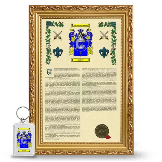 Lefeve Framed Armorial History and Keychain - Gold