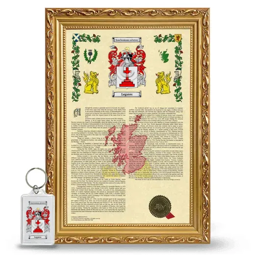 Legates Framed Armorial History and Keychain - Gold