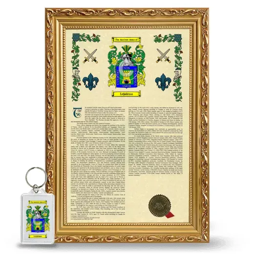 Lejairma Framed Armorial History and Keychain - Gold