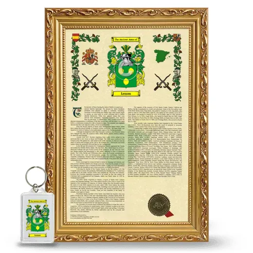 Lemon Framed Armorial History and Keychain - Gold