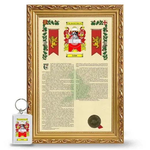 Leson Framed Armorial History and Keychain - Gold