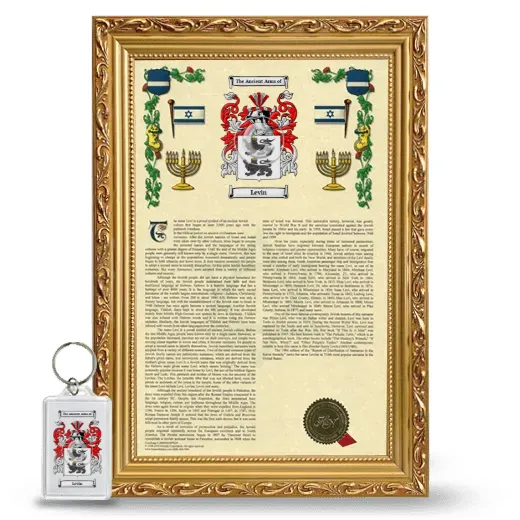 Levin Framed Armorial History and Keychain - Gold