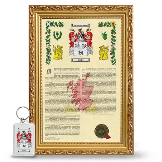 Levite Framed Armorial History and Keychain - Gold