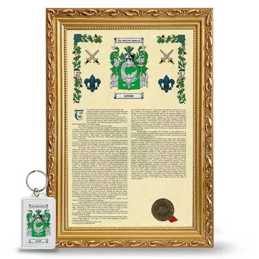 Levoie Framed Armorial History and Keychain - Gold