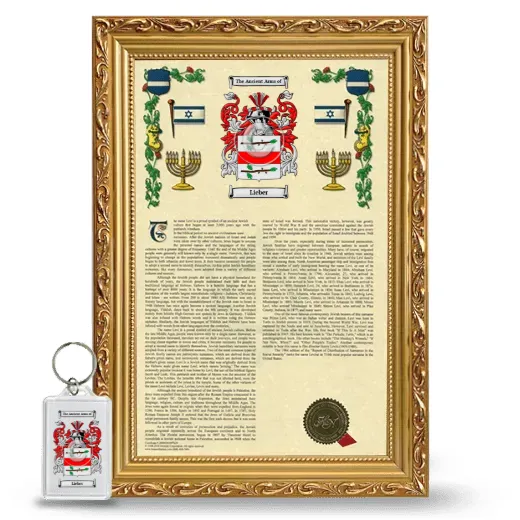 Lieber Framed Armorial History and Keychain - Gold