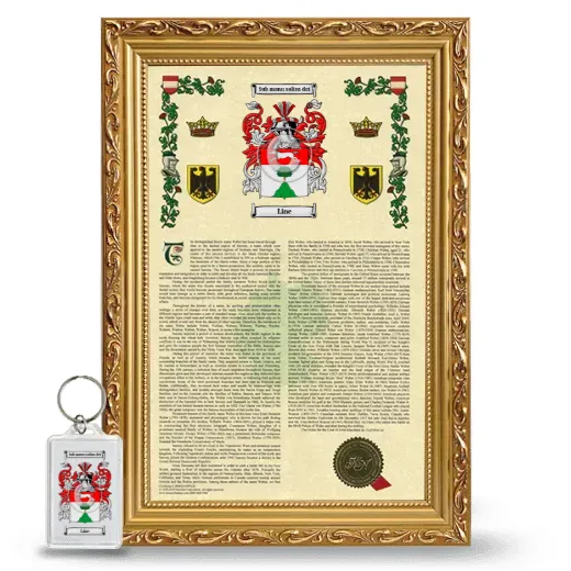 Line Framed Armorial History and Keychain - Gold