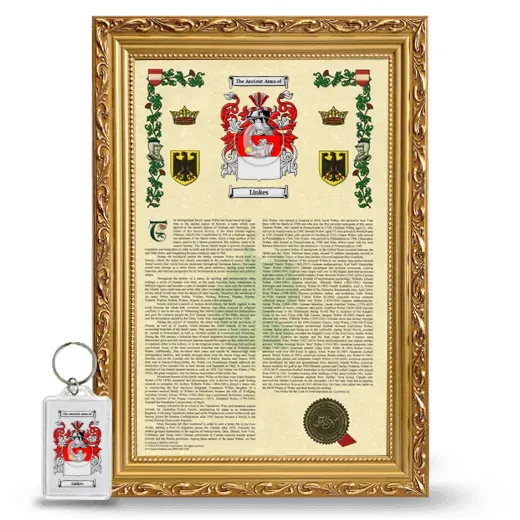 Linkes Framed Armorial History and Keychain - Gold