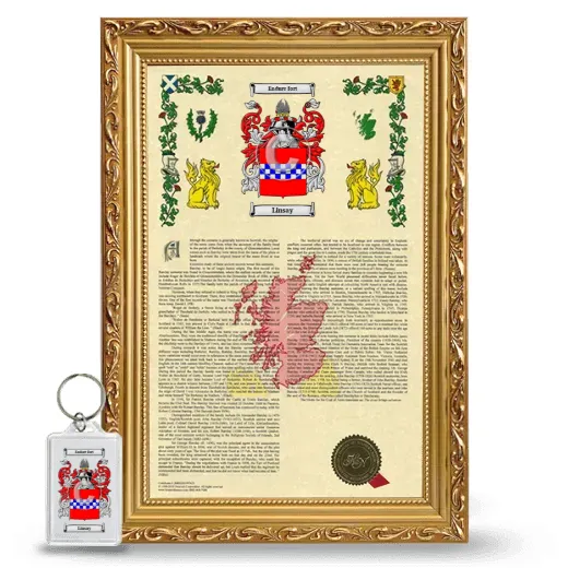 Linsay Framed Armorial History and Keychain - Gold