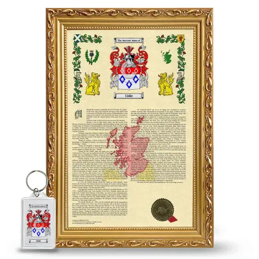Liske Framed Armorial History and Keychain - Gold