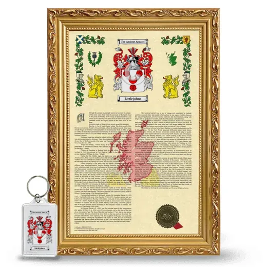 Littlejohns Framed Armorial History and Keychain - Gold