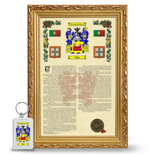 Llops Framed Armorial History and Keychain - Gold