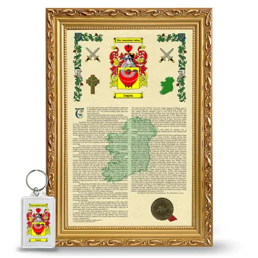 Logan. Framed Armorial History and Keychain - Gold