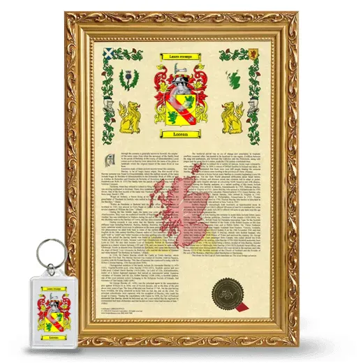 Lorean Framed Armorial History and Keychain - Gold