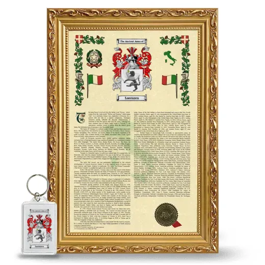 Lorenzen Framed Armorial History and Keychain - Gold