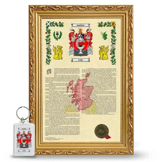Lorie Framed Armorial History and Keychain - Gold