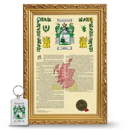 Lothian Framed Armorial History and Keychain - Gold