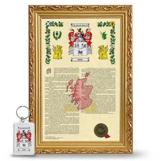 Lovat Framed Armorial History and Keychain - Gold
