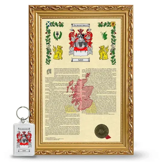 Lovel Framed Armorial History and Keychain - Gold